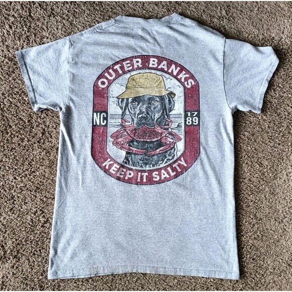 Outer Banks T-Shirt Men's Small Lab Dog Gray Short Sleeve - Picture 1 of 7